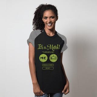 CAMISETA RAGLAN PRETA - ITS A MATCH-GAME