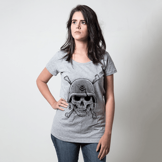 CAMISETA CINZA - MILITARY SKULL