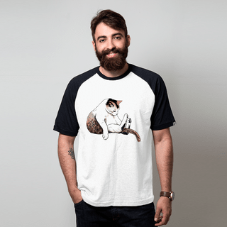 CAMISETA RAGLAN BRANCA - GATO SASÁ