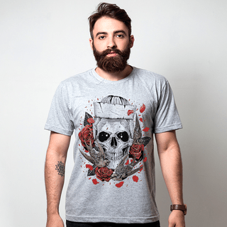 CAMISETA CINZA - NAVY SKULL COLORIDO