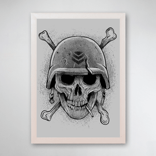 PÔSTER COM MOLDURA - MILITARY SKULL