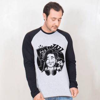 MANGA LONGA RAGLAN CINZA - MUNDO DE JAZZ