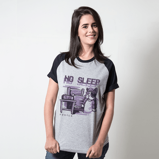 CAMISETA RAGLAN CINZA - NO SLEEP