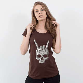 CAMISETA MARROM - ROCK SKULL