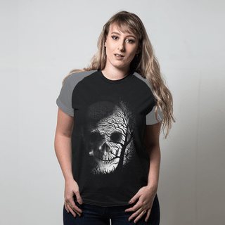 CAMISETA RAGLAN PRETA - SMOKE SKULL