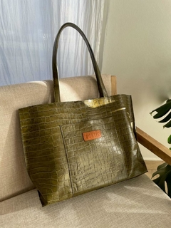 TOTE JAKOB CROCO VERDE - tienda online