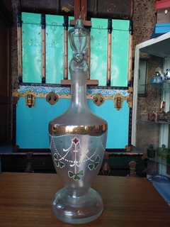 Botellón de cristal veneciano botella licorera. - Un Viejo Almacén Antigüedades
