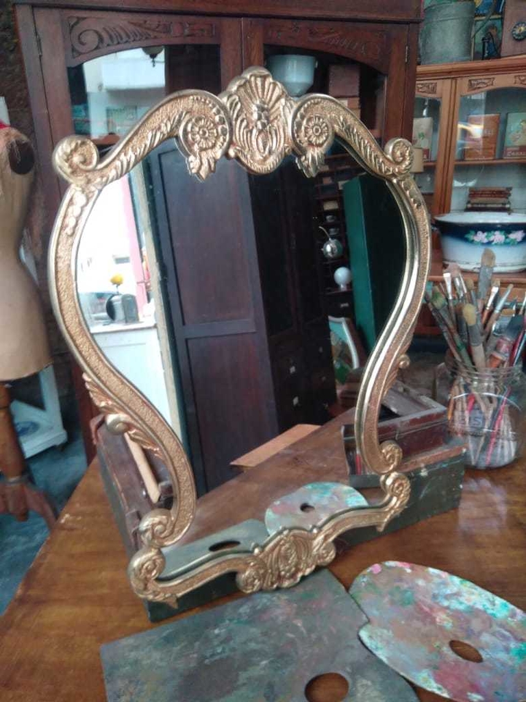 Espejo de mesa bronce - Antiguedades El Apaño