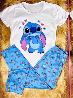 Pijama Largo Niños Stitch Celeste