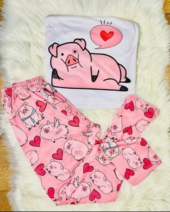 Pijama Largo Adulto Cerdito Corazón