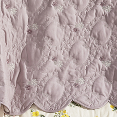 Cobre leito Queen nude com bordado floral em percal 400 no fio egípcio - 3 peças - comprar online