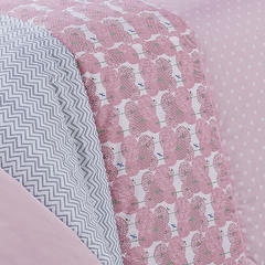 Colcha solteiro amiguinhos estampada + jogo de cama com detalhes bordados nas almofadas 9 peças - Colcha Eudora - comprar online