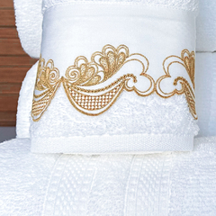 Coleção constantini - Jogo de toalha de banho bordado no percal 400 fios egípcios - 5 peças - comprar online
