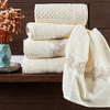 COLEÇÃO DUCALE - Jogo de toalha de banho Bordada com 5 peças - Palha com bordado bege dourado