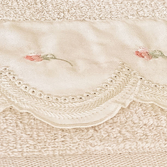 Coleção Florian - Jogo de toalha de banho 5 peças - Jogo de toalha de banho palha com barrado bordado com flores na internet