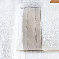 Coleção Galles - Jogo de toalha de banho 5 peças - Jogo de toalha de banho branca com barrado bordado fendi - comprar online