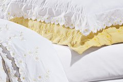 Coleção nuance - Jogo de lençol Casal bordado com flores Bordadas - Margaridas amarelas - comprar online