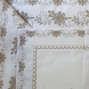 Jogo de lençol queen com bordado Richelieu floral no percal 400 fios 100% algodão - Palha com cáqui dourado - comprar online