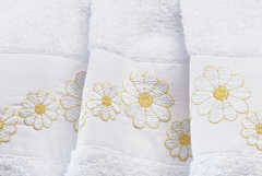Coleção nuance - Jogo de toalha de banho Bordada com 5 peças - toalha de banho com margaridas bordadas na internet