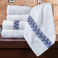 Coleção Luke azul - Jogo de toalha de banho Bordada com 5 peças - Branca e azul