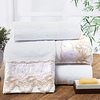 Coleção maiori - Jogo de toalha de banho Bordada com 5 peças - branca com bordado richelieu bege