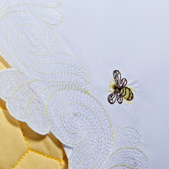 Jogo de lençol super king no percal 200 fios bordado - Jogo de lençol bordado com bordado de abelhas - comprar online