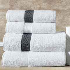 Coleção Piero - Jogo de toalha de banho Bordada com 5 peças - toalha de banho branca com grafite - comprar online