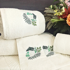 Coleção primavera king - Cobre leito + jogo de lençol + jogo de toalhas de banho - Enxoval com 16 peças bordadas - loja online