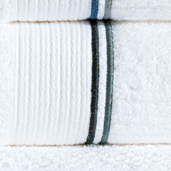 Coleção Terni - Jogo de toalha de banho 5 peças - Jogo de toalha de banho branca com barrado bordado preto e grafite - comprar online