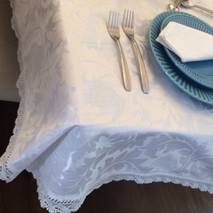 Toalha de mesa retangular para 12 lugares com renda Branca 3,90 m. x 1,40m - comprar online