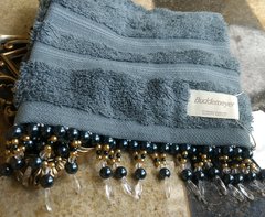 Toalha Para Lavabo Bordada Com Pedraria azul e Dourado - comprar online