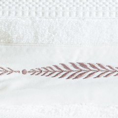 Coleção valence enxoval em algodão egípcio - Jogo de toalha de banho 5 peças - Jogo de toalha de banho branca com barrado bordado nude