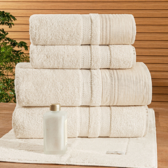 Coleção venezi algodão cru - Jogo de toalha de banho Bordada com 5 peças - Toalha de banho em algodão cru - comprar online