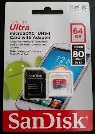 MEMORIA MICRO SD CLASE 10 SANDISK 64 GB - tecno remates