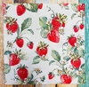 SERVILLETA DECOUPAGE FRUTILLAS FONDO BLANCO