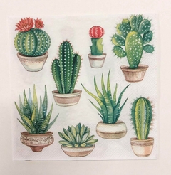 SERVILLETA DECOUPAGE CACTUS