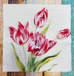 SERVILLETA DECOUPAGE TULIPAN ROJO CON CARTA