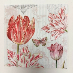 SERVILLETA DECOUPAGE TULIPAN CON MARIPOSAS