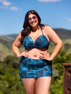 Biquini Plus Size Bojo Calcinha Lisa Saia Sobreposta Franzida na Lateral