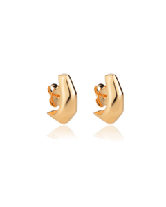 Brinco Pequeno Ear Hook Geométrico Dourado Banhado a Ouro 18k