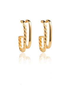 Brinco Ear Hook com Detalhes Dourado Banhado a Ouro 18k