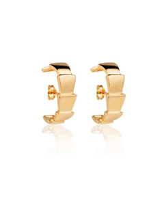 Brinco Ear Hook com Detalhes Geométricos Dourado Banhado a Ouro 18k