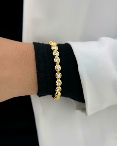 BR1133 Bracelete de Bolinha com Strass Dourado