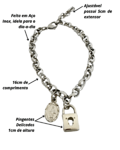 Kit de Duas Cadeia de Consagração Nossa Senhora das Graças em Aço Inoxidável PU1210 - Bela Devocao Jewelry 