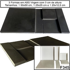 Kit 3 Forma ABS 2mm Gesso E Cimenticio 3D F345 50x50, cm 25x25 cm e 12x25 cm