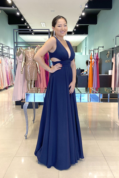 Vestido Longo Girassol Azul Marinho