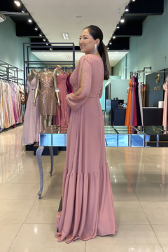 Vestido Longo Camélia Rosa Canela - comprar online