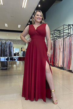 Vestido Longo Begônia Vermelho Escuro