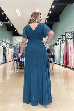 Vestido Longo Peônia Verde Esmeralda - comprar online