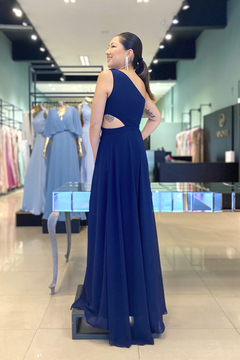 Vestido Longo Clara Azul Marinho - comprar online